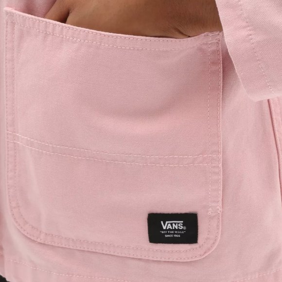 VANS Women's Size VN0A47Y3ZLS Drill Chore Jacket Rose Dawn Cotton Pink Black - Picture 5 of 9